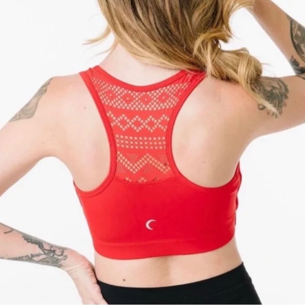 ZYIA Active Red Bomber Sports Bra, size M